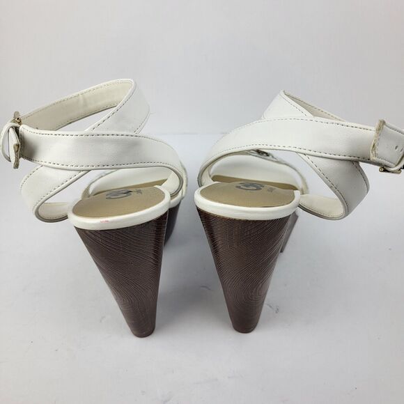 GBG Los Angeles Selah ankle strap Block Heel White Sandal - Picture 11 of 15